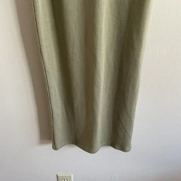 Zara Women M Olive Green Stretch Sleeveless Halter Midi Bodycon Dress NWT - Picture 3 of 10